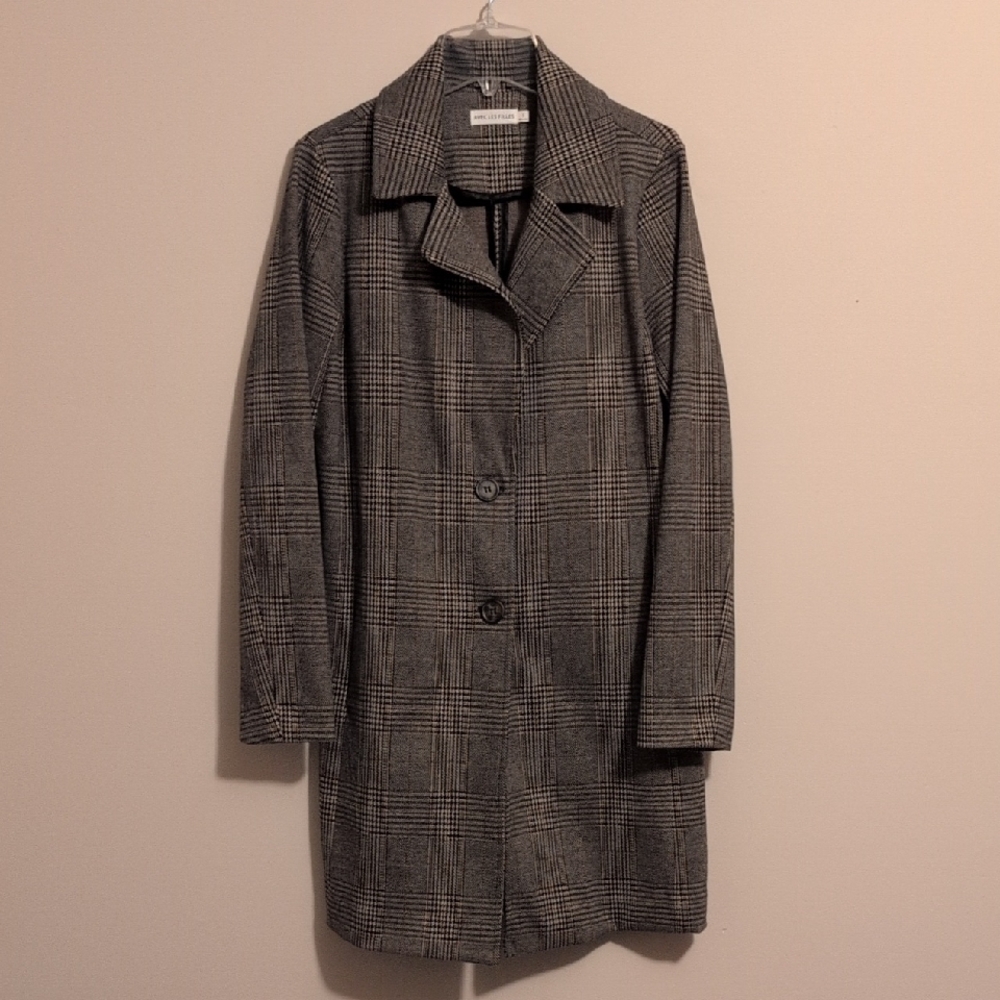 Anthropologie Brown & Cream Plaid Coat